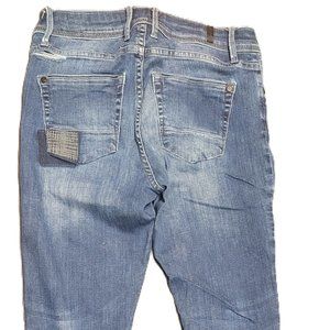 LBLACK Jeans Women's 6 Blue Skinny Patches Mid Rise  Zip Ankle